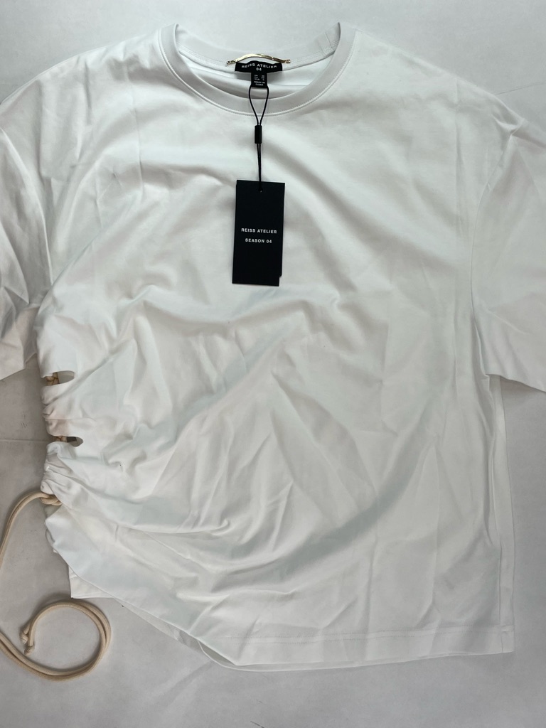 Reiss Berkely Cut-Out Rope Blouse Top White Size Uk 10 Us 6 Msrp$144 Nwt